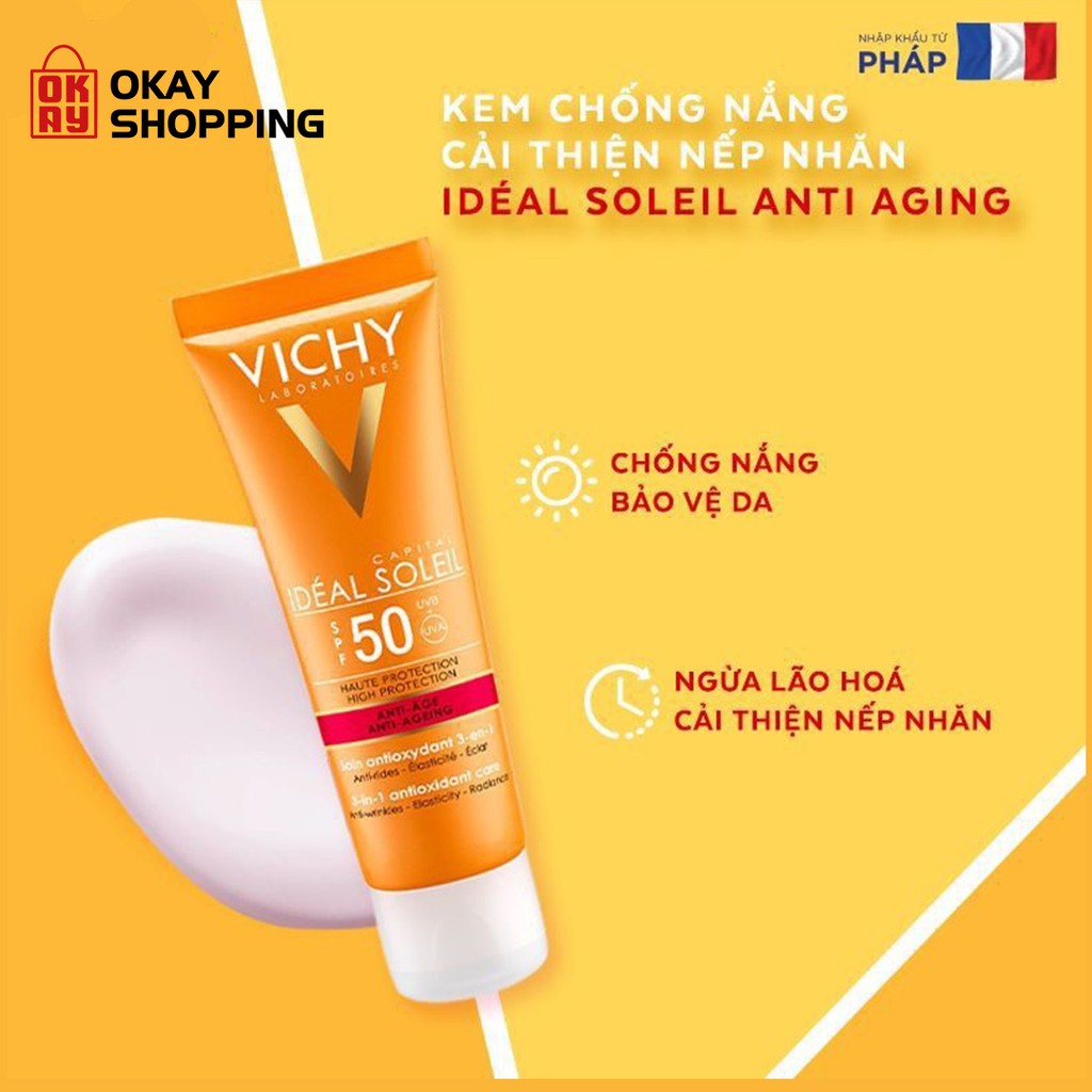 Kem chống nắng chống lão hóa & dưỡng da spf 50 pa+++ Vichy ideal soleil anti-ageing 50ml | BigBuy360 - bigbuy360.vn
