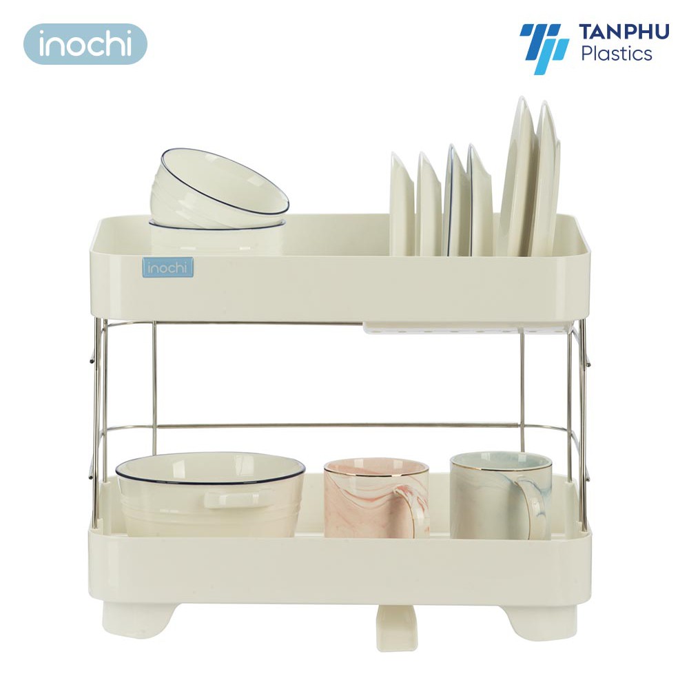 Kệ chén bát 2 tầng đa năng Inochi Tokyo xuất Nhật kích thước D42 x R32.5 x C36.2cm