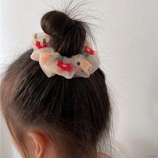 Cột Tóc Scrunchies Hoa-Voan lưới Mềm Mại