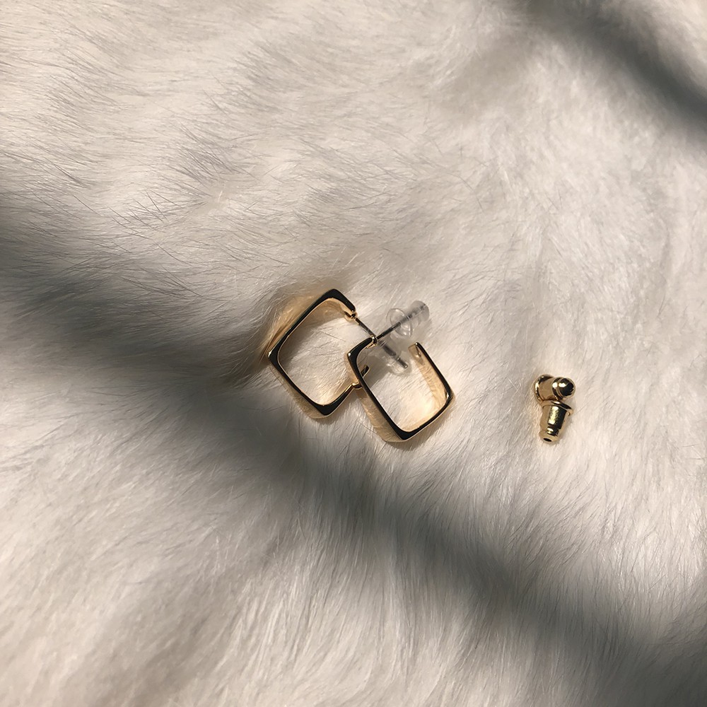 Khuyên tai kim loại dạng hình vuông độc đáo cá tính hợp thời trang A246