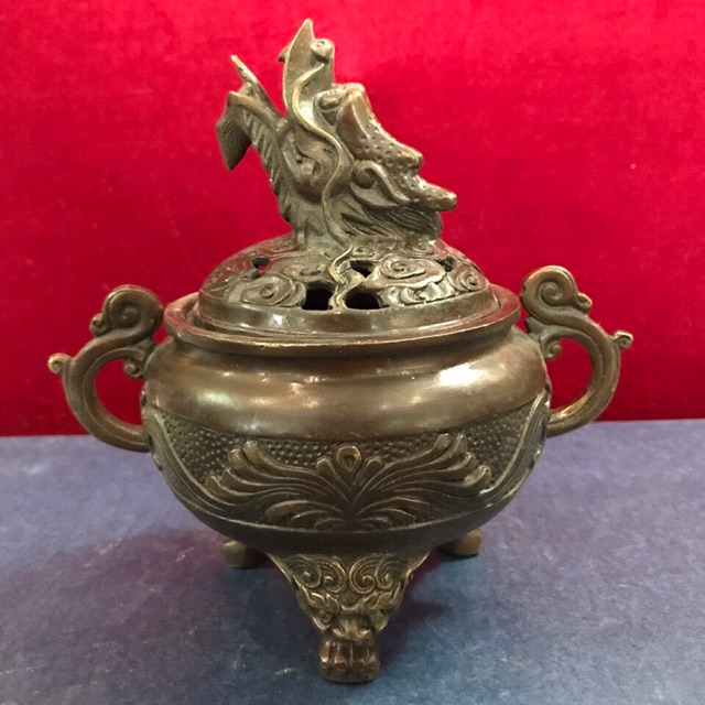 Lư Xông Trầm đốt trầm Đầu Rồng bằng đồng