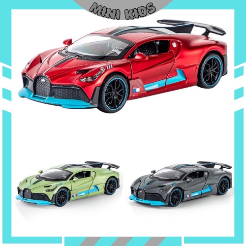Xe mô hình ô tô BUGATTI - DIVO  tỉ lệ 1:18 bằng sắt xe chạy cót có âm thanh động cơ và đèn mở các cửa