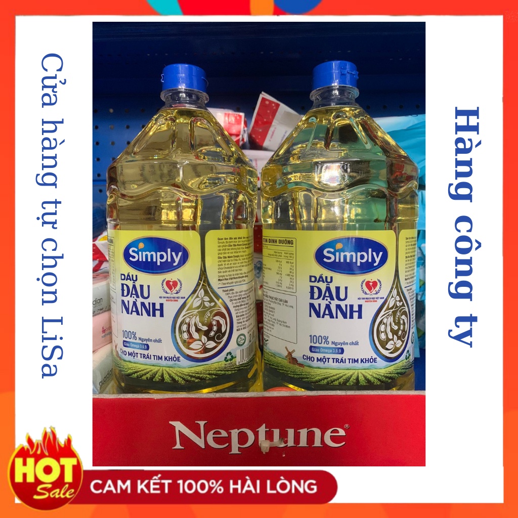 Dầu ăn đậu nành Simply nguyên chất 2 lít/can