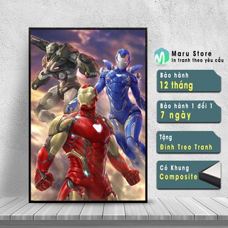 Tranh Iron Man Treo Tường Chất Liệu Canvas, Có Khung Viền Composite Màu Đen