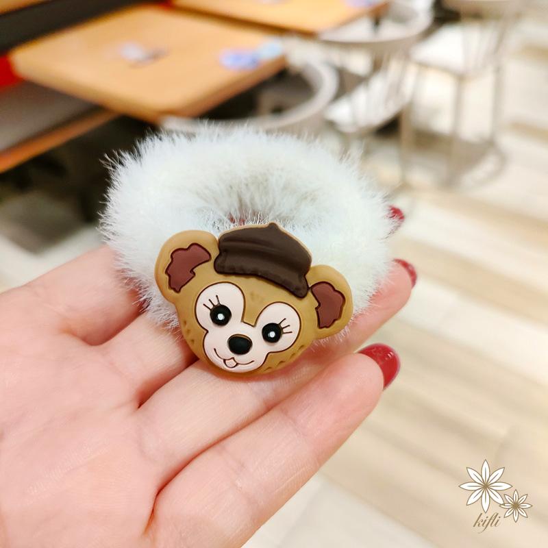 Dây Cột Tóc Cao Su Hình Tròn Phủ Lông Họa Tiết Hoạt Hình Đáng Yêu Cho Bé