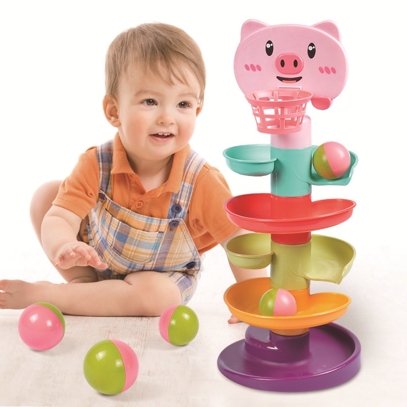 [1-3 years old] baby multi-layer shooting track ball, rolling ball slide, baby early education educational toys