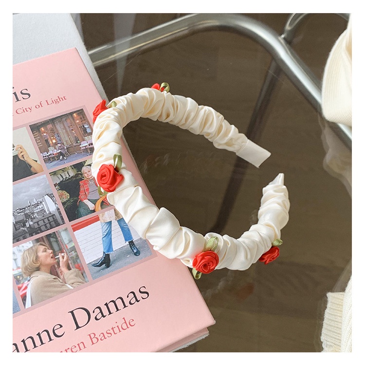 Dây Buộc Tóc Vải Lưới Họa Tiết Hoa Hồng Lãng Mạn Dành Cho Nữ