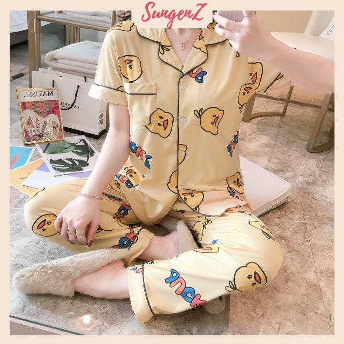 Bộ đồ ngủ nữ tay ngắn quần dài, pijama cao cấp chất dày ấm C30 | BigBuy360 - bigbuy360.vn