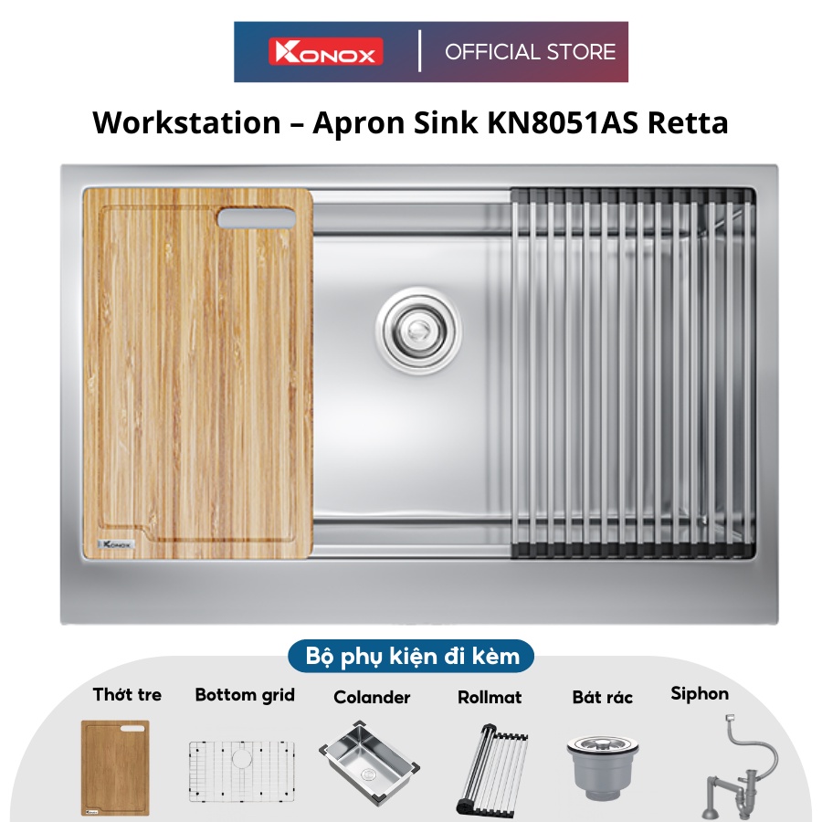 Chậu rửa bát KONOX Workstation – Apron Sink KN8051AS Retta - Bảo hành chính hãng 10 năm