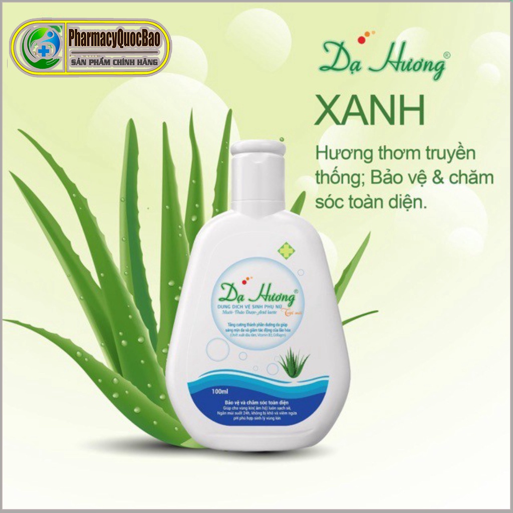 Dung dịch vệ sinh phụ nữ Dạ Hương xanh - Hương Lô hội - Chai 100ml