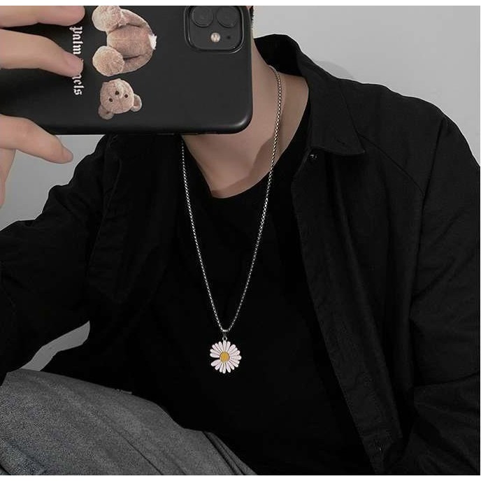 Vòng đeo cổ hình HOA CÚC GD- Dây chuyền vòng bi hợp kim unisex nam nữ đeo đôi phụ kiện trang sức thời trang