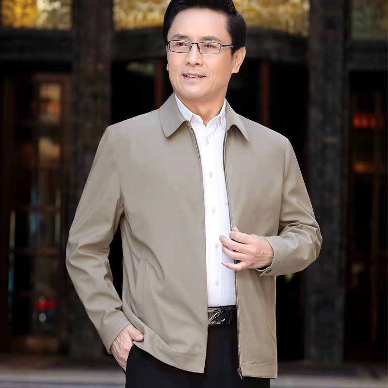 Áo Khoác Mỏng Dáng Rộng Cổ Đứng Thời Trang Xuân Thu Cho Nam Trung Niên