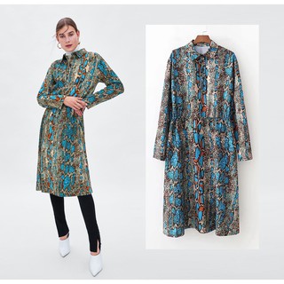 Đầm ZARA họa tiết da rắn màu ấn tượng sang chảnh