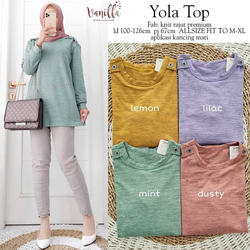 Áo dệt kim cao cấp Yola Top đạo Hồi cho nữ giới Vanilla Hijab Solo