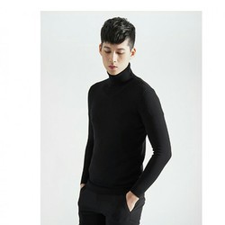 Áo thun cổ lọ tay dài nam màu đen - D01