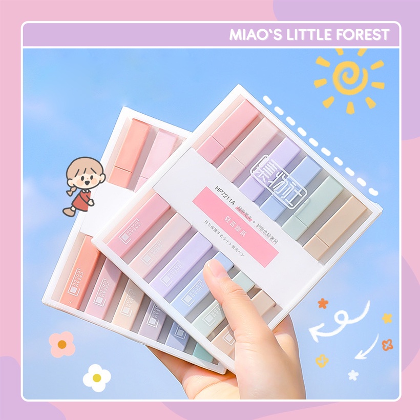 Bút highlight CREAM COLOR set 6 bút đánh dấu tone màu pastel trang trí sổ tay bullet journal MPE205 miaoslittleforest