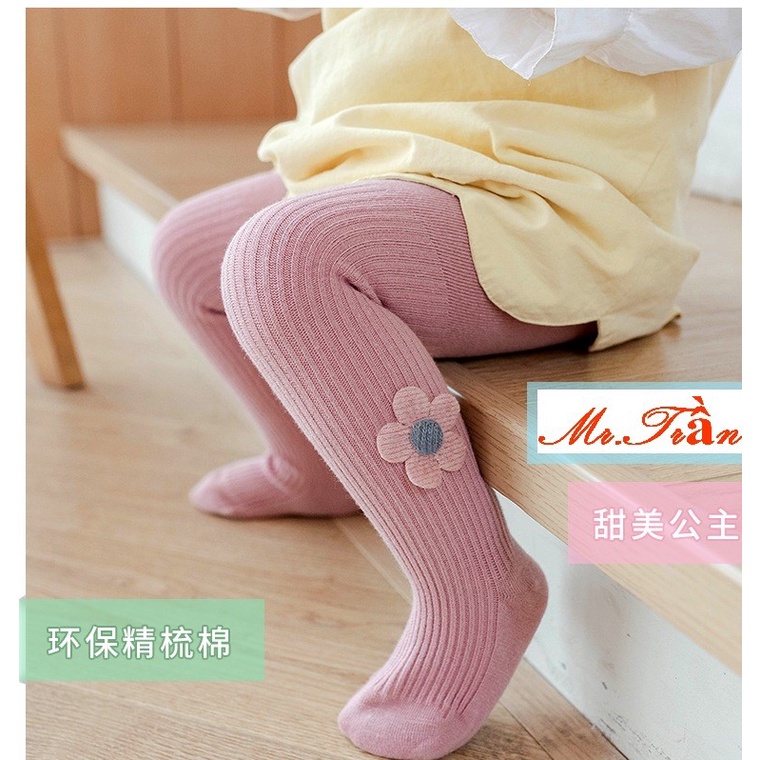 Quần tất cho bé gái ấm áp chất len mềm mại không bai màu phù hợp từ 0-4 tuổi Mẫu liền bàn họa tiết hoa