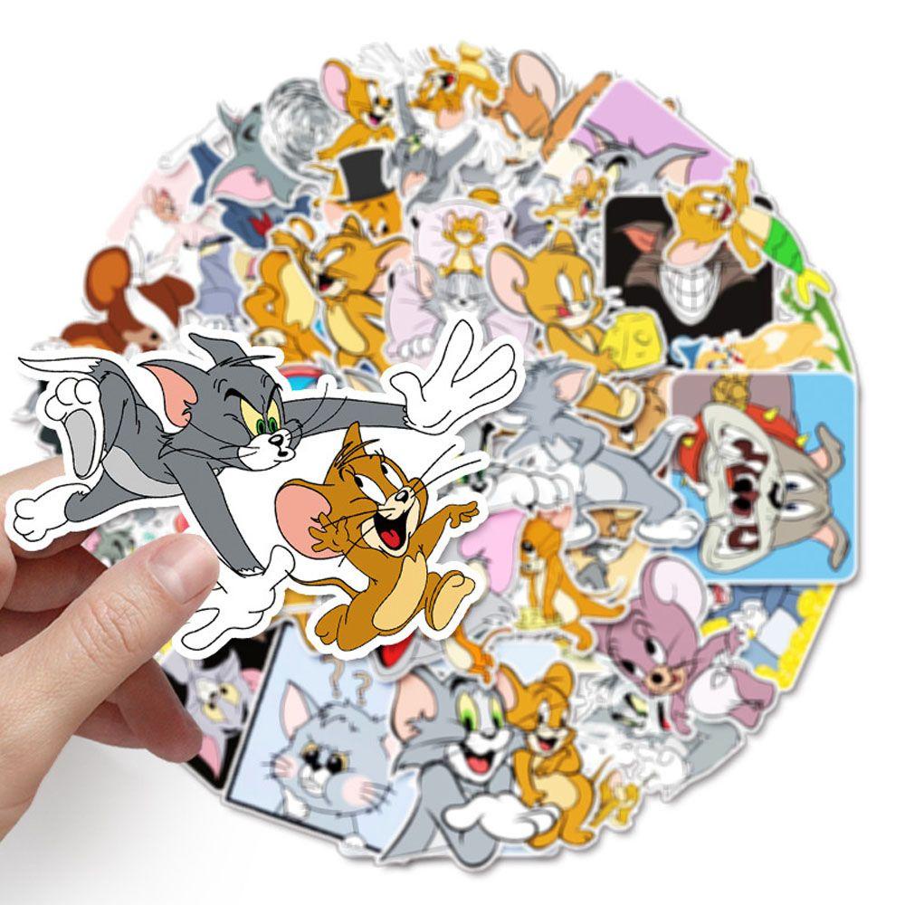 Bộ 50 Miếng Dán Trang Trí Hình Tom &amp; Jerry Phong Cách Hoạt Hình