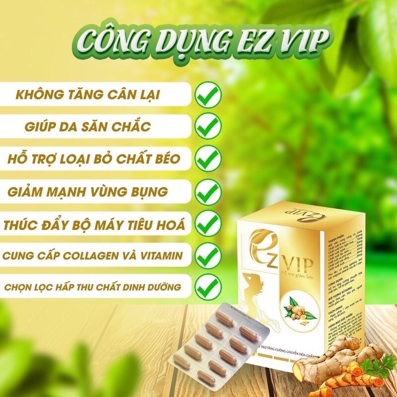 Giảm Cân Ez Vip Chính Hãng. mua 1 hộp tặng 1 hộp VitC ++