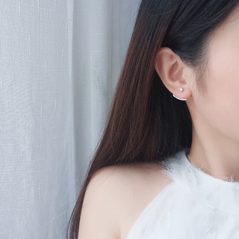 Bông tai vầng trăng đính đá zicron sáng lấp lánh phong cách Hàn quốc cho nữ BT118