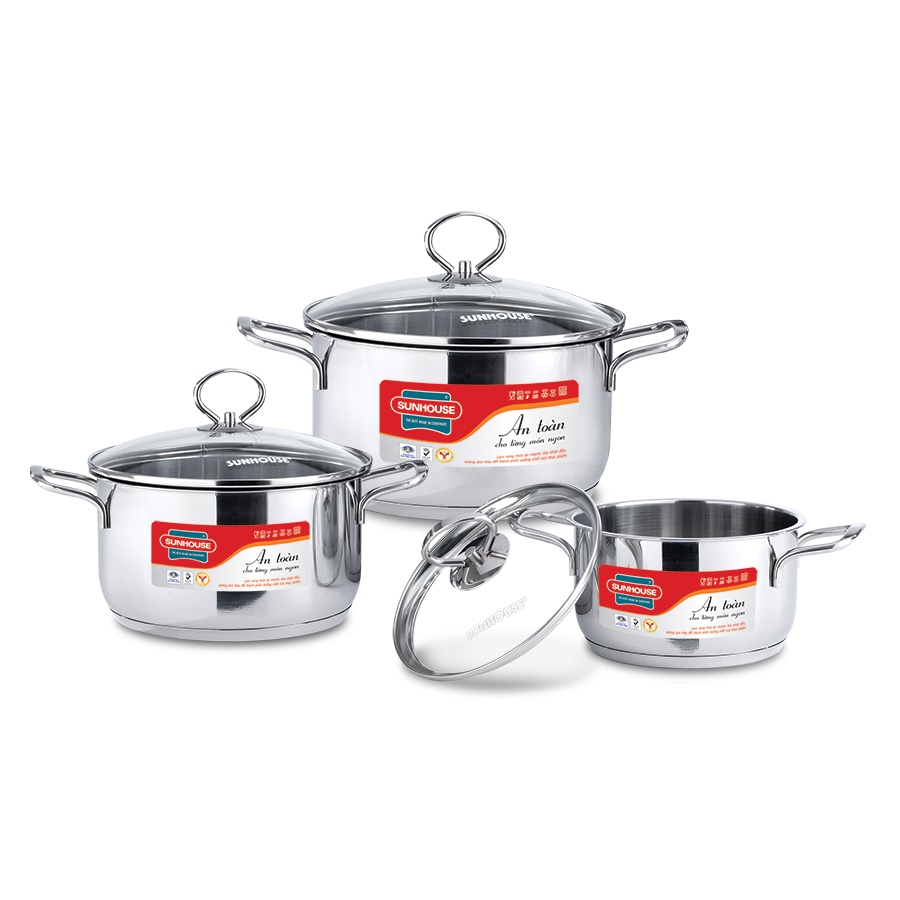 Bộ nồi inox  SUNHOUSE VK-SH888 5 đáy  hàng chính hãng cao cấp bảo hành 12 tháng toàn quốc