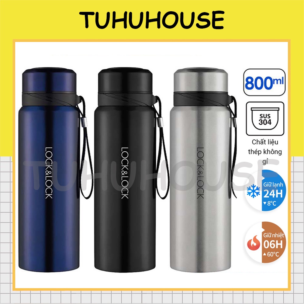 Bình giữ nhiệt 800ML Lock&amp;Lock Vacuum Bottle LHC6180 LHC6180FU LHC6180BLK LHC6180SLV - Tuhu's House