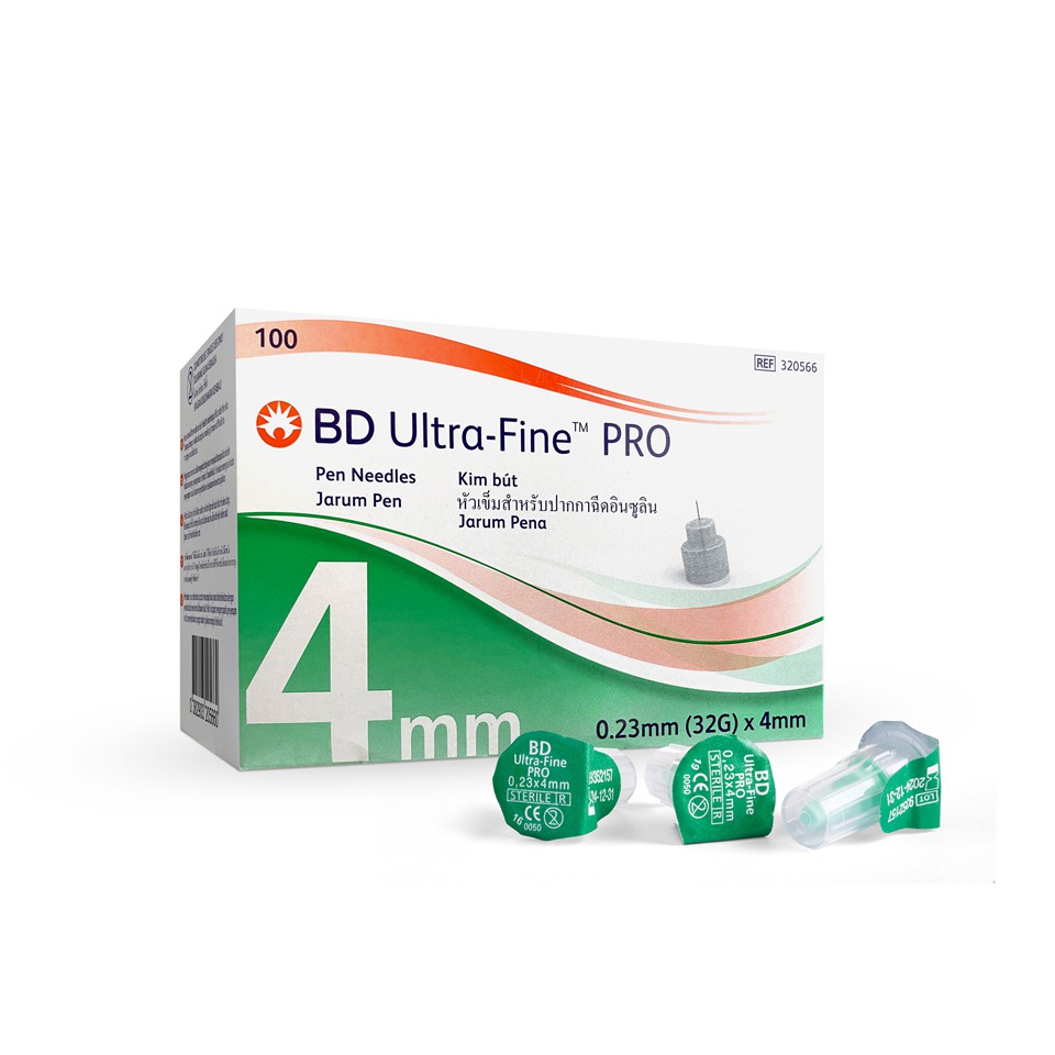 Kim bút tiêm insulin BD Ultra-Fine™ PRO 32Gx4mm Becton Dickinson dành cho người điều trị tiểu đường, hộp 100 cây