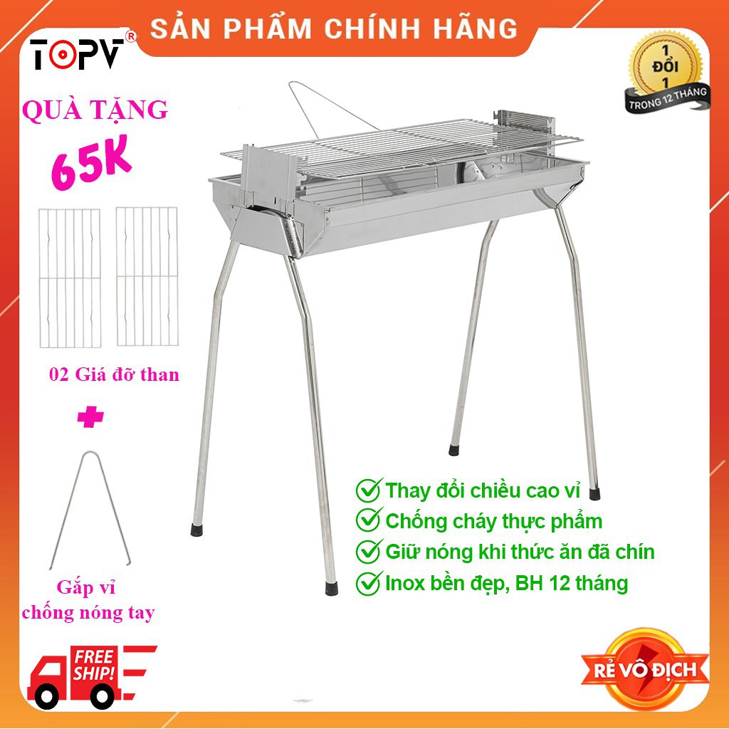 Bếp nướng than hoa Inox MekongTech VCL thay đổi chiều cao vỉ, chống cháy thực phẩm, an toàn sức khỏe, than tự cháy