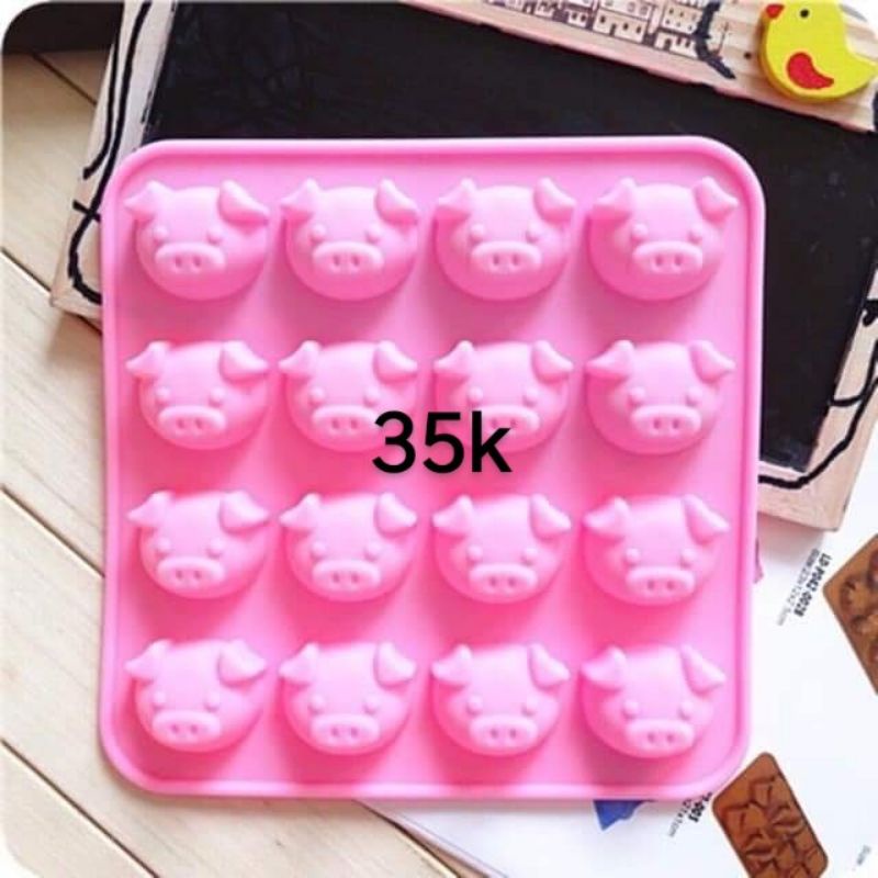 Khuôn silicon 16 mặt heo