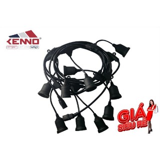 Dây Đèn Kín Nước Thả Ngoài Trời 5 Mét 10 Đui Đèn E27 - Không Bóng + 1 Dây Nguồn 1,8m Chịu Tải 2500W, Bộ Đui Chống Nước