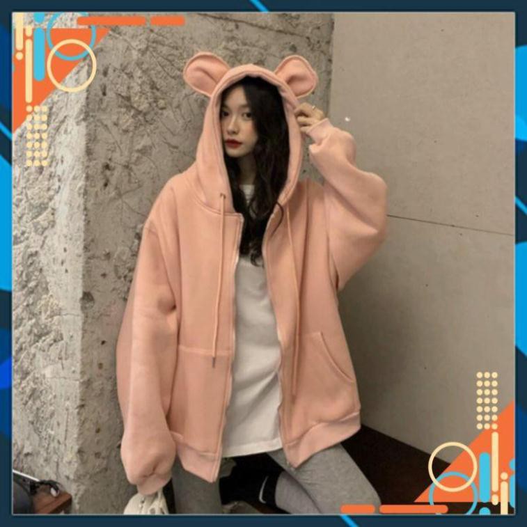 [Form bao Sang] Áo khoác nỉ trơn tai thỏ siêu chất | BigBuy360 - bigbuy360.vn