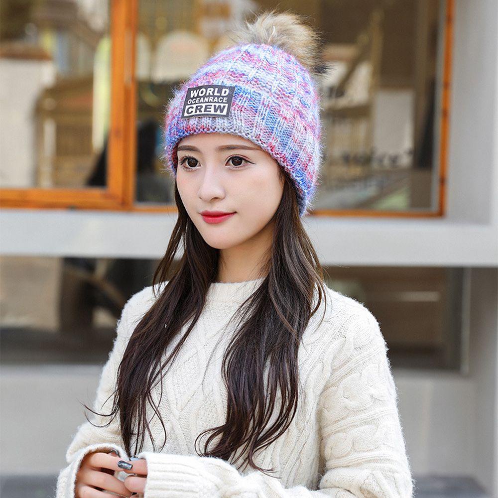 Mũ Beanie Dệt Kim Co Giãn Nhiều Màu Sắc Ngọt Ngào Cho Nữ