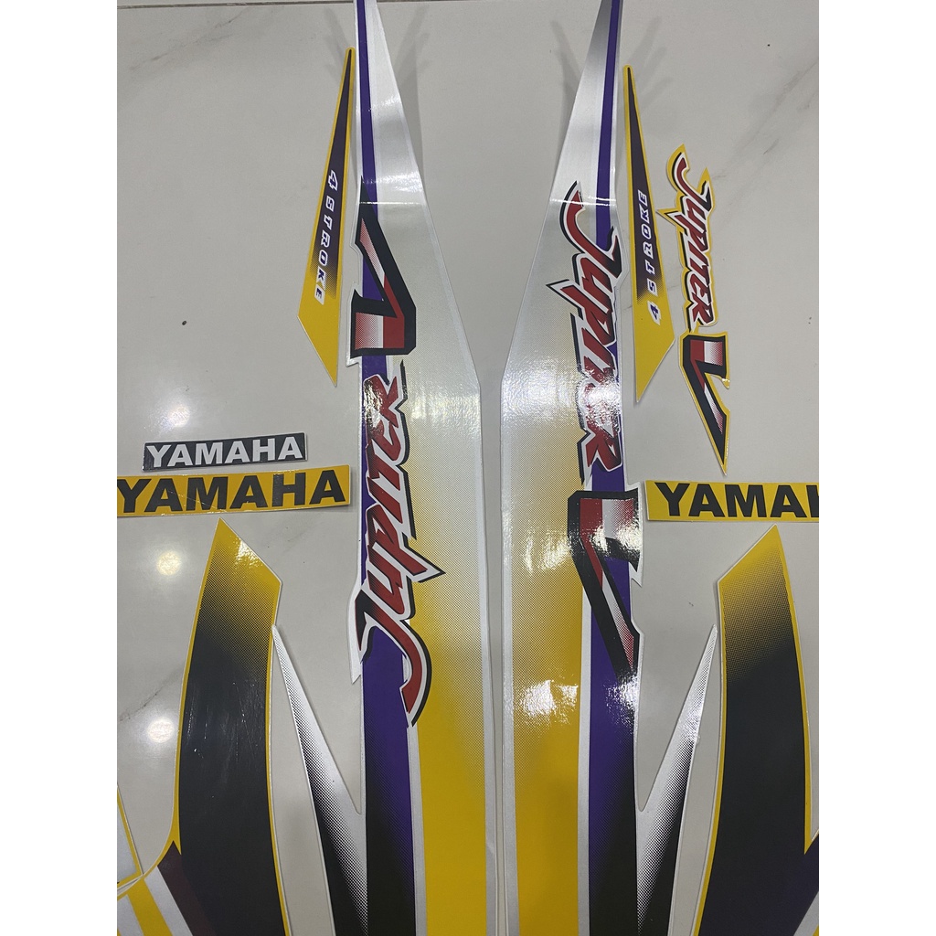 Nguyên bộ tem rời 3 lớp zin thái dán xe máy Yamaha Jupiter V màu vàng bạc