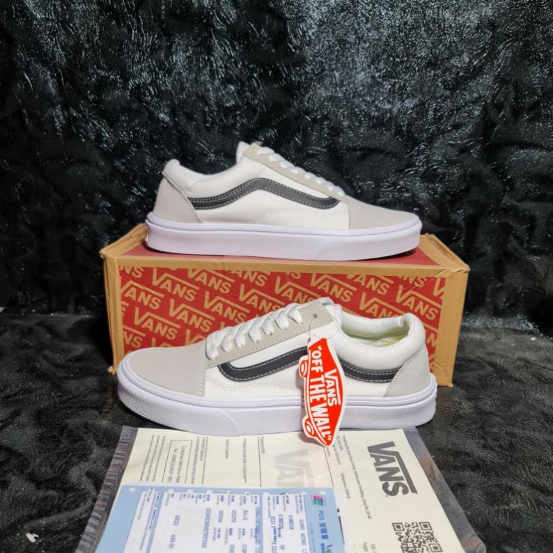 Giày Vans Old Skool Trắng Sọc Đen White Black Nam Nữ 🖕