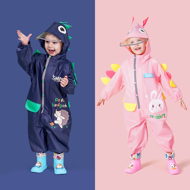 Áo mưa toàn thân CHEERFUL MARIO liền mảnh chống thấm nước thiết kế đáng yêu dành cho trẻ em mẫu giáo