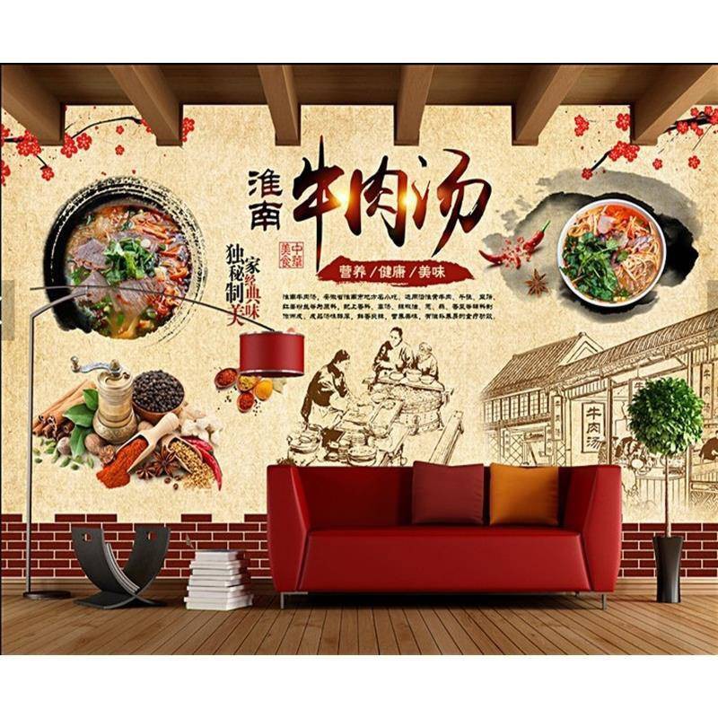 Thực phẩm truyền thống, nhà hàng thức ăn thịt bò Huainan, hình nền, hình nền, zunyi lancun súp nồi nóng nhà hàng retro,