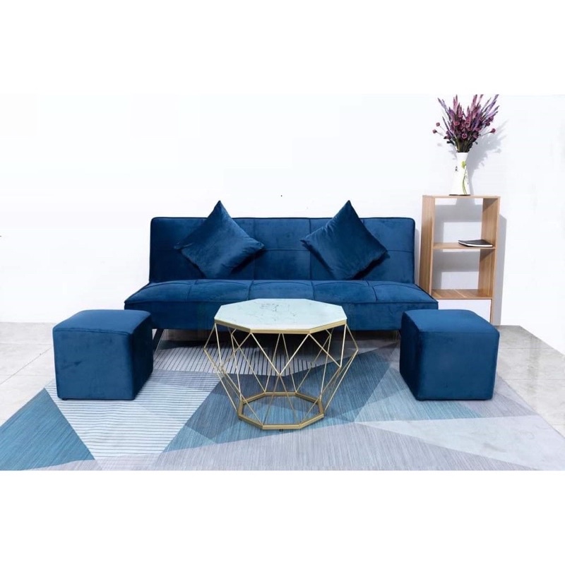 Xả kho - Bộ bàn ghế sofa bed hàng xuất khẩu bọc vải bố mịn màu xám lông chuột bền màu