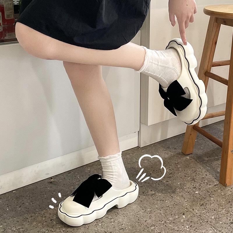 Dép Cross, Sục nữ đính NƠ NHUNG êm, bền, nhẹ sang chảnh phong cách HÀN. SC10