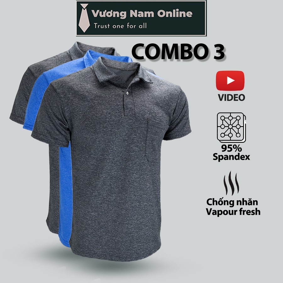 Áo thun nam trung niên 3 cái tay ngắn có cổ form rộng polo cotton đẹp trơn VN19N