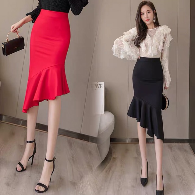 Chân Váy Bút Chì Đuôi Cá Chéo Tà Thời Trang Nữ