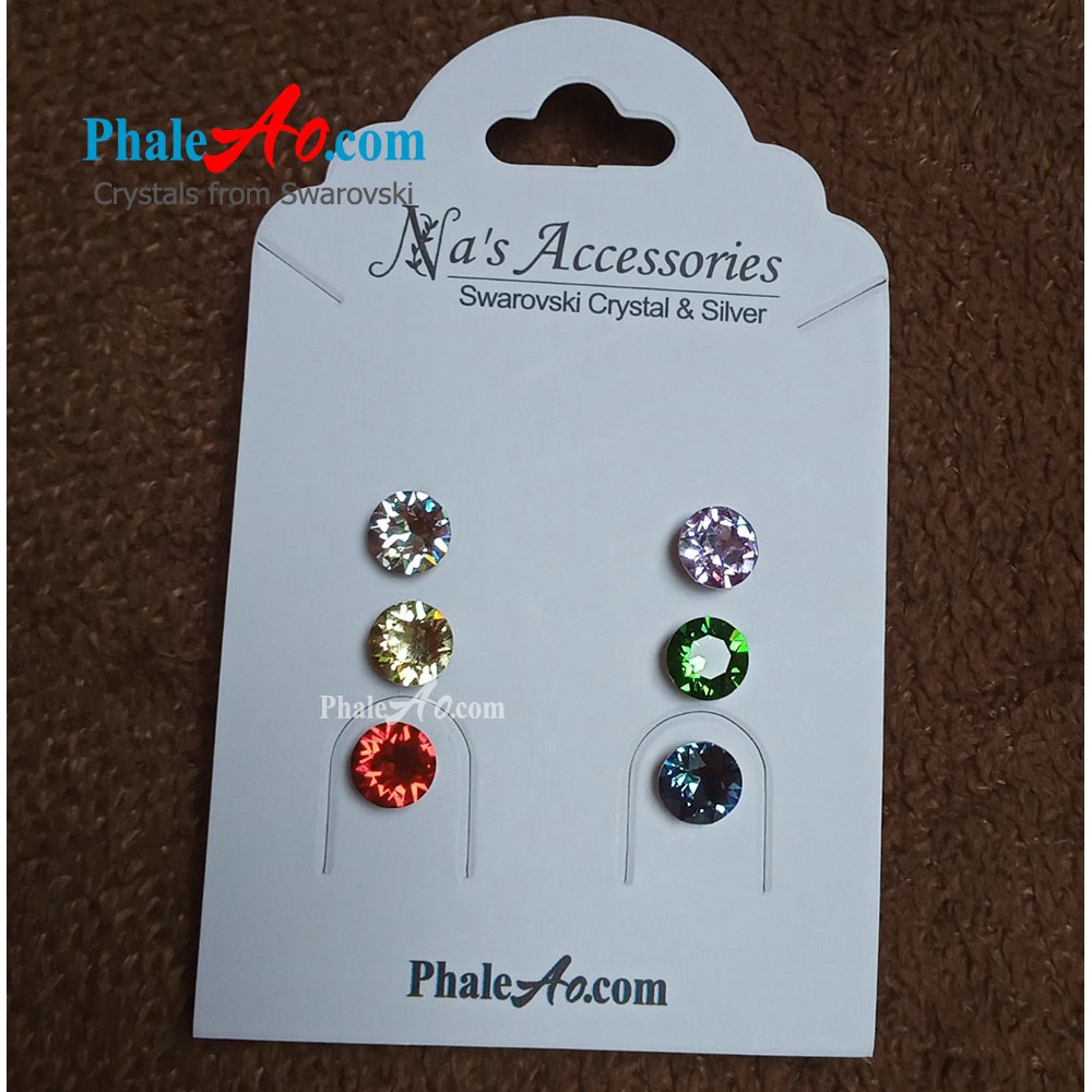 Bông tai nụ pha lê Swarovski Xirius chaton 1088 nhiều màu SS29 ~ 6mm PhaleAo