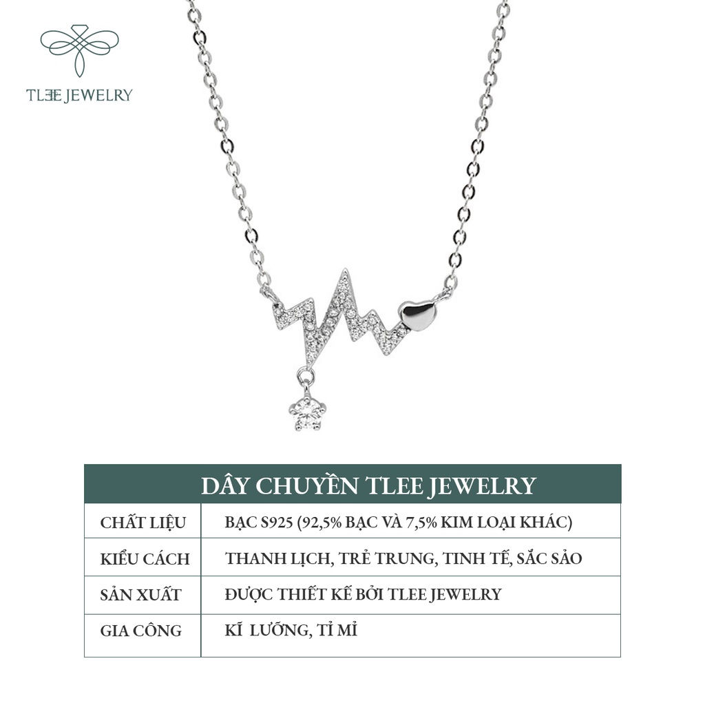 Dây chuyền bạc nữ TLEE nhịp tim nạm đá sang trọng NCJ D0118