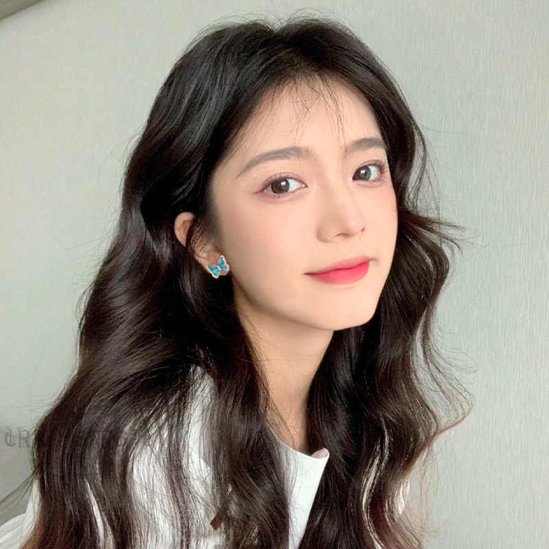 Bông Tai Hình Bướm Màu Xanh Dương Phong Cách Hàn Quốc Thời Trang Cho Nữ