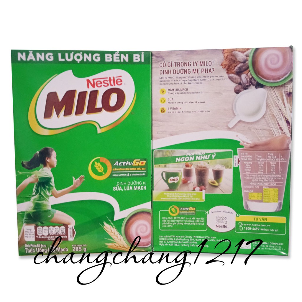Bột Thức Uống Cacao Milo Hộp Giấy 285gr