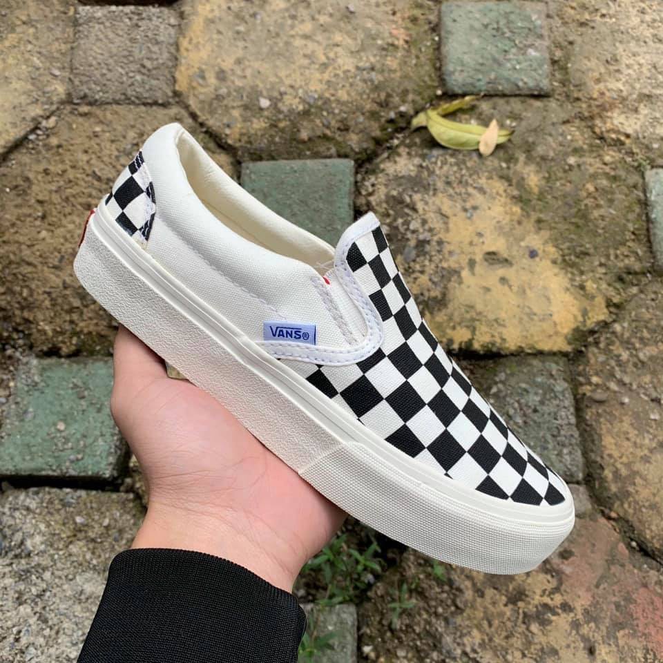 Giày V Vault Slip On OG LX Checkerboard, Giày V lười caro đen trắng