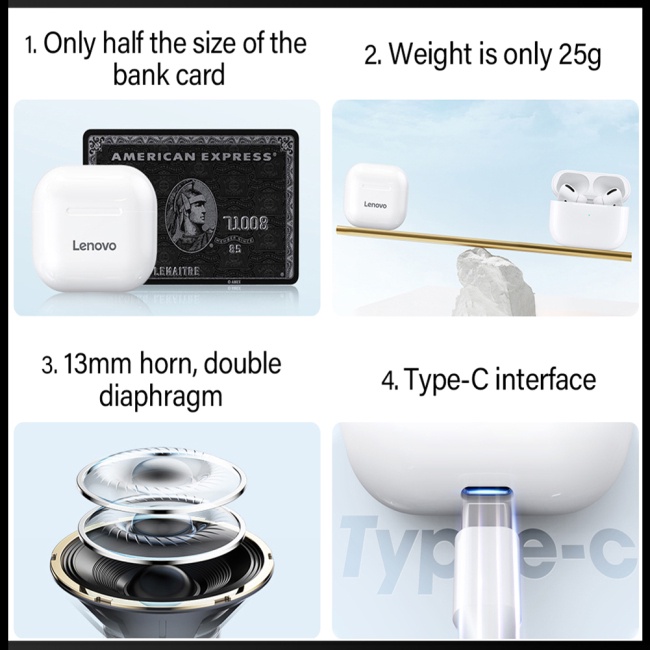 Tai Nghe Không Dây Zevaret Lenovo Lp40 Tws Bluetooth 5.0 Giảm Tiếng Ồn