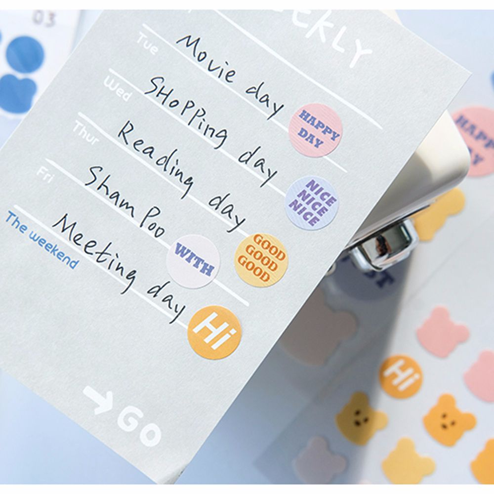 Bộ 3 miếng dán trang trí sổ tay/notebook hình gấu dễ thương chống thấm nước ELEGANT81