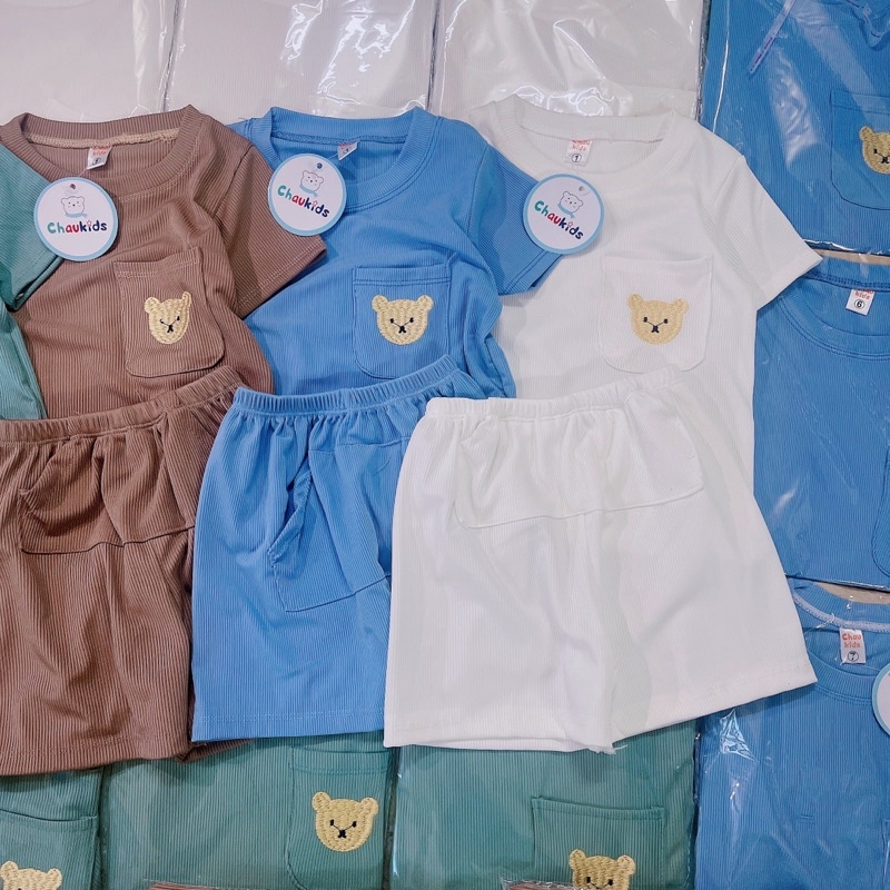 Bộ tăm gấu ngắn tay cho bé