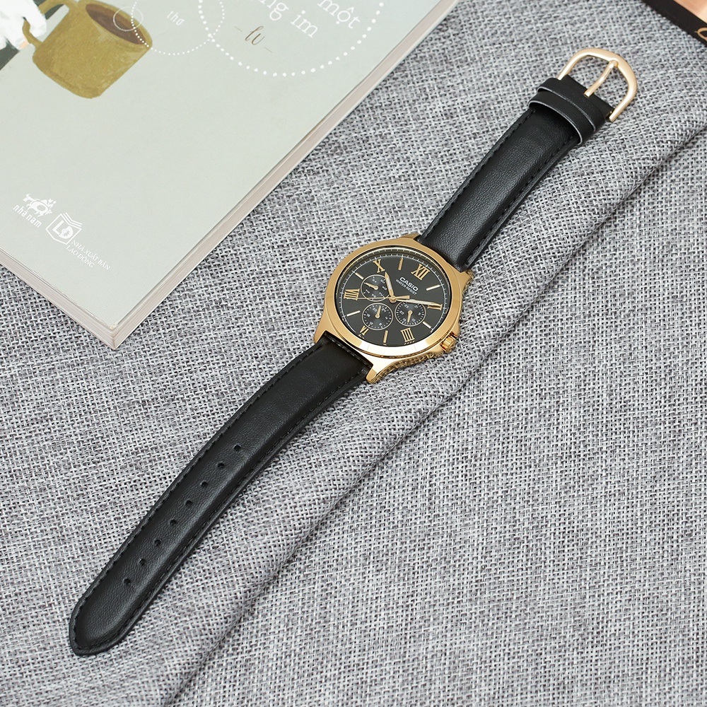 Đồng Hồ Casio | Nam MTP-V300GL-1AUDF | Dây Da | Viền Mạ Vàng | Nhiều Kim | Chống Nước