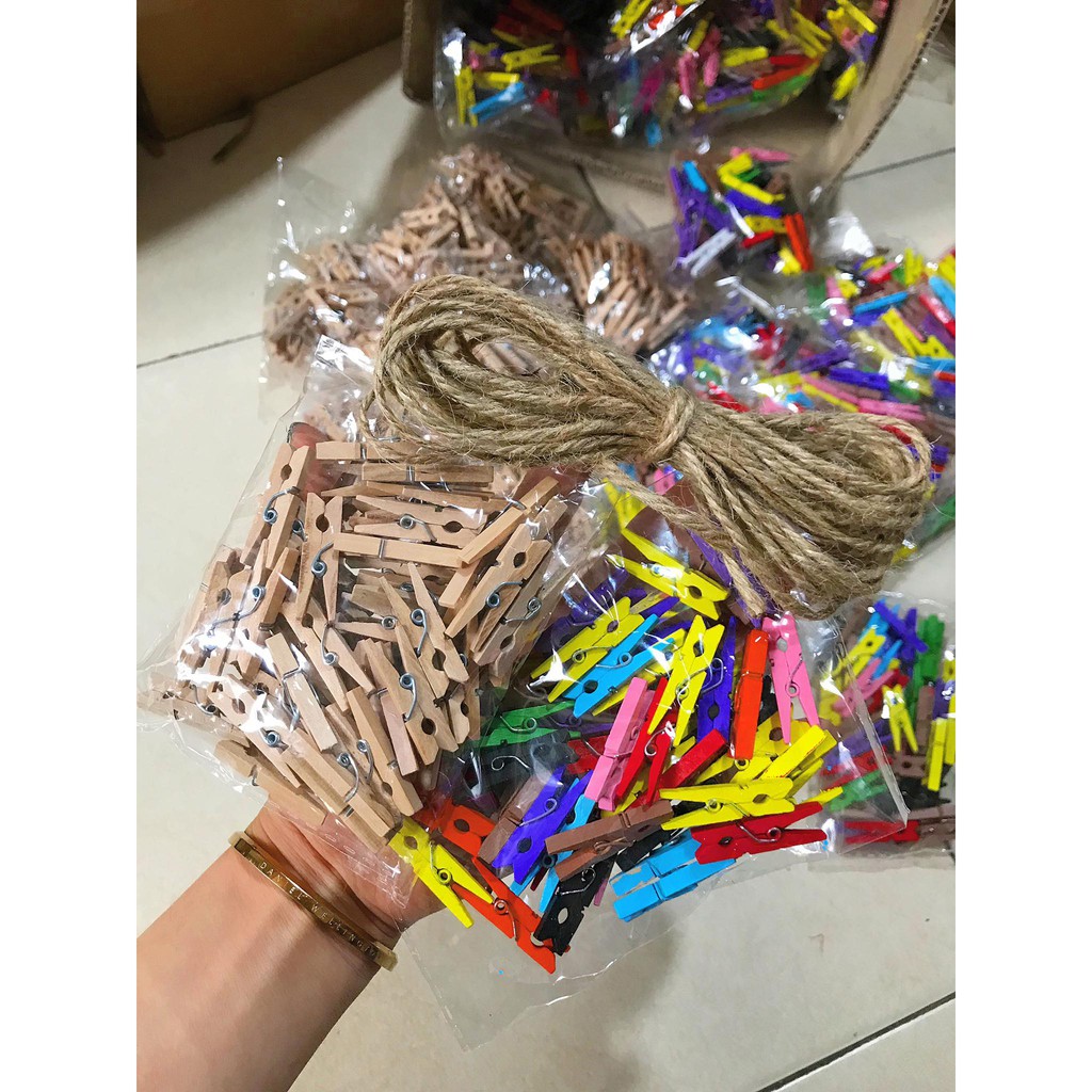 Sỉ 50 Kẹp Gỗ Kẹp Ảnh Loại 25mm chọn màu